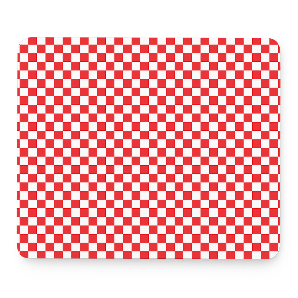 Red And White Checkered Pattern Print Mouse Pad