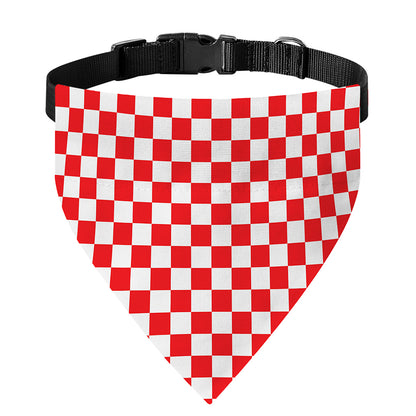 Red And White Checkered Pattern Print Over The Collar Dog Bandana