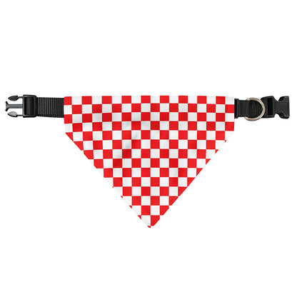 Red And White Checkered Pattern Print Over The Collar Dog Bandana