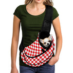 Red And White Checkered Pattern Print Pet Sling Carrier