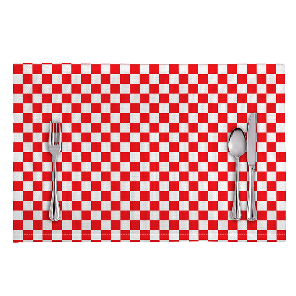 Red And White Checkered Pattern Print Placemat