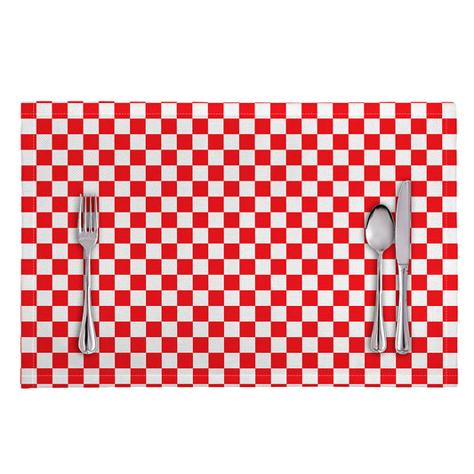 Red And White Checkered Pattern Print Placemat