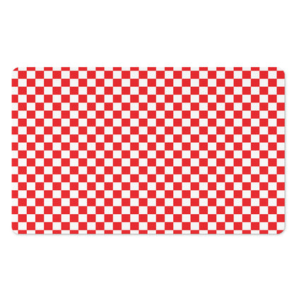 Red And White Checkered Pattern Print Polyester Doormat