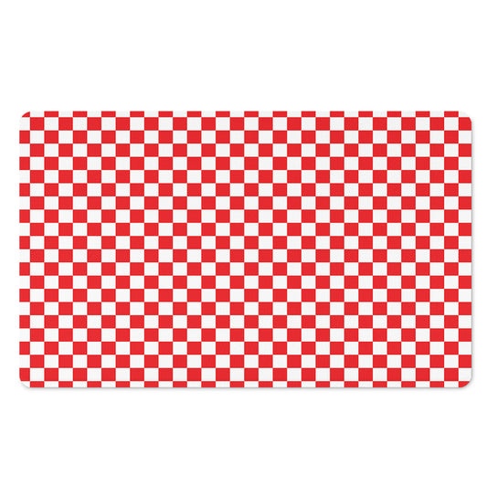Red And White Checkered Pattern Print Polyester Doormat