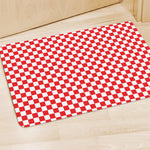 Red And White Checkered Pattern Print Polyester Doormat