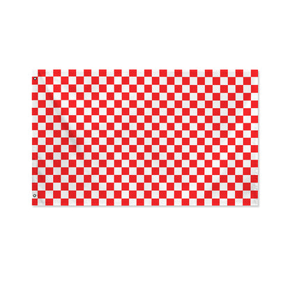 Red And White Checkered Pattern Print Polyester Flag
