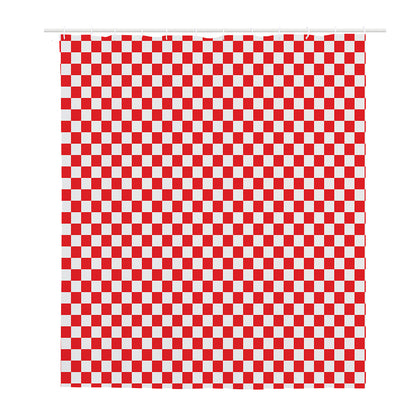 Red And White Checkered Pattern Print Polyester Shower Curtain