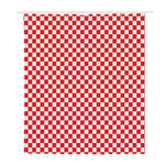 Red And White Checkered Pattern Print Polyester Shower Curtain
