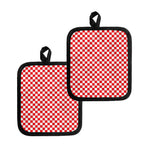 Red And White Checkered Pattern Print Pot Holders