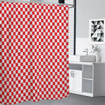 Red And White Checkered Pattern Print Premium Shower Curtain