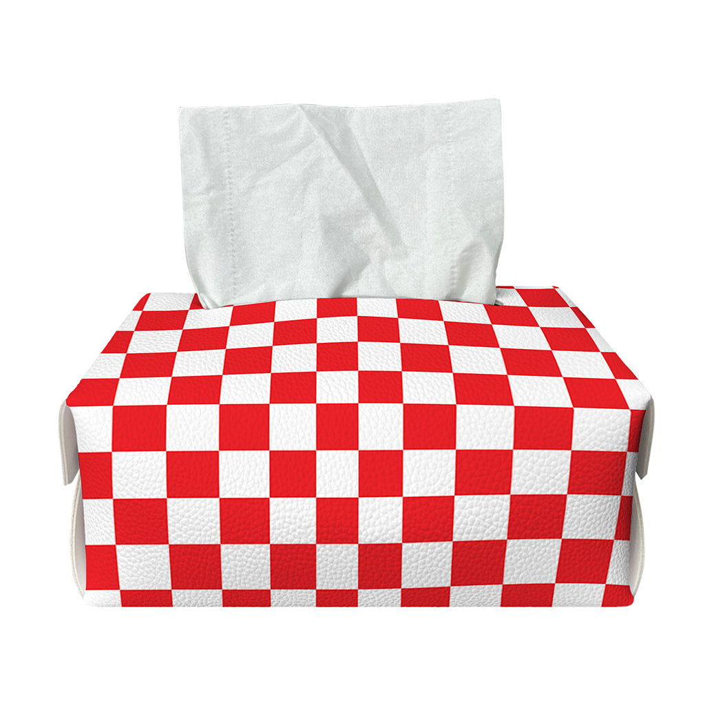 Red And White Checkered Pattern Print Rectangle Tissue Box Cover