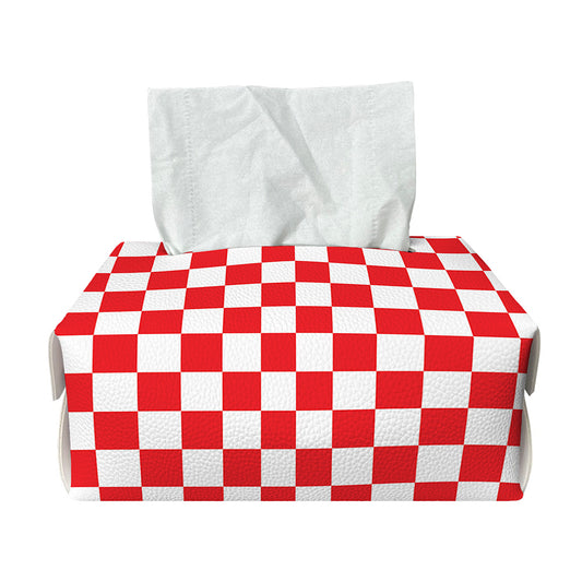 Red And White Checkered Pattern Print Rectangle Tissue Box Cover