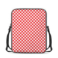 Red And White Checkered Pattern Print Rectangular Crossbody Bag