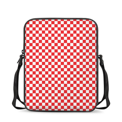 Red And White Checkered Pattern Print Rectangular Crossbody Bag