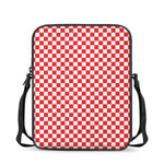 Red And White Checkered Pattern Print Rectangular Crossbody Bag