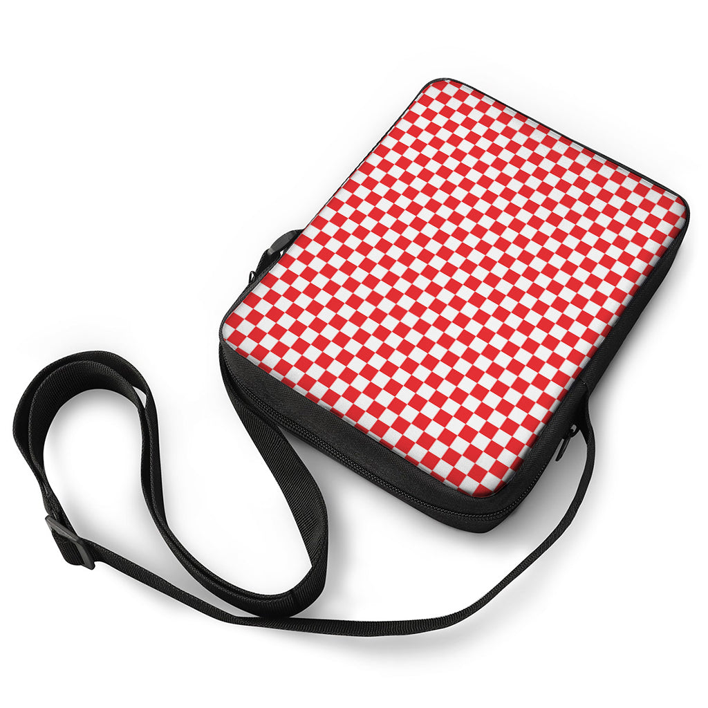 Red And White Checkered Pattern Print Rectangular Crossbody Bag