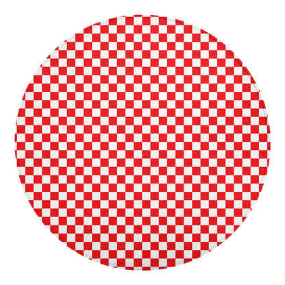 Red And White Checkered Pattern Print Round Blanket