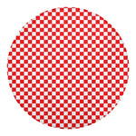 Red And White Checkered Pattern Print Round Blanket