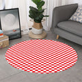 Red And White Checkered Pattern Print Round Rug