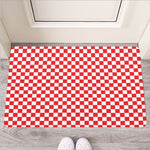 Red And White Checkered Pattern Print Rubber Doormat