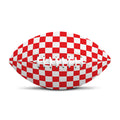 Red And White Checkered Pattern Print Rugby Ball