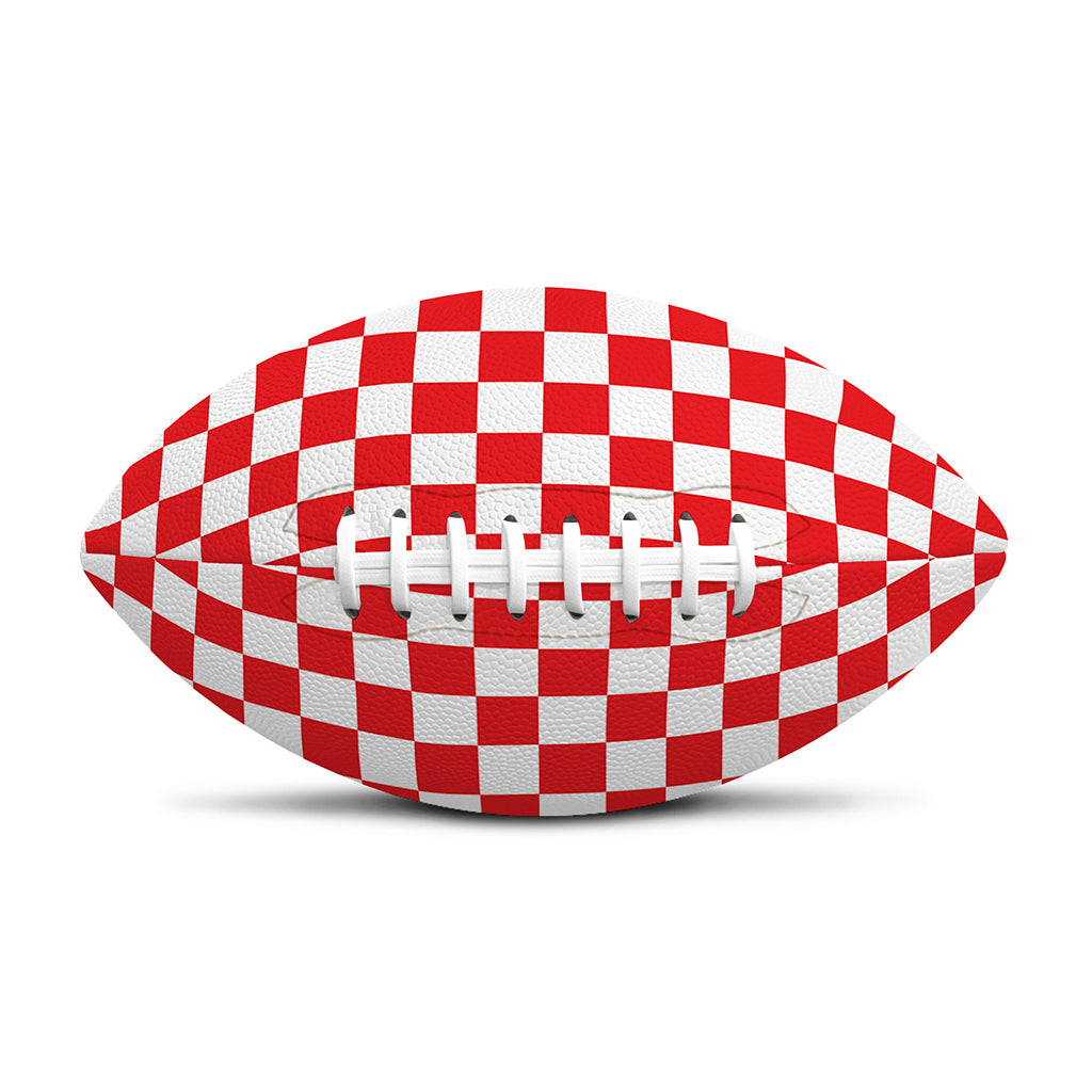 Red And White Checkered Pattern Print Rugby Ball