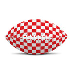 Red And White Checkered Pattern Print Rugby Ball