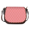 Red And White Checkered Pattern Print Saddle Bag
