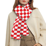 Red And White Checkered Pattern Print Scarf