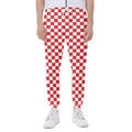 Red And White Checkered Pattern Print Joggers