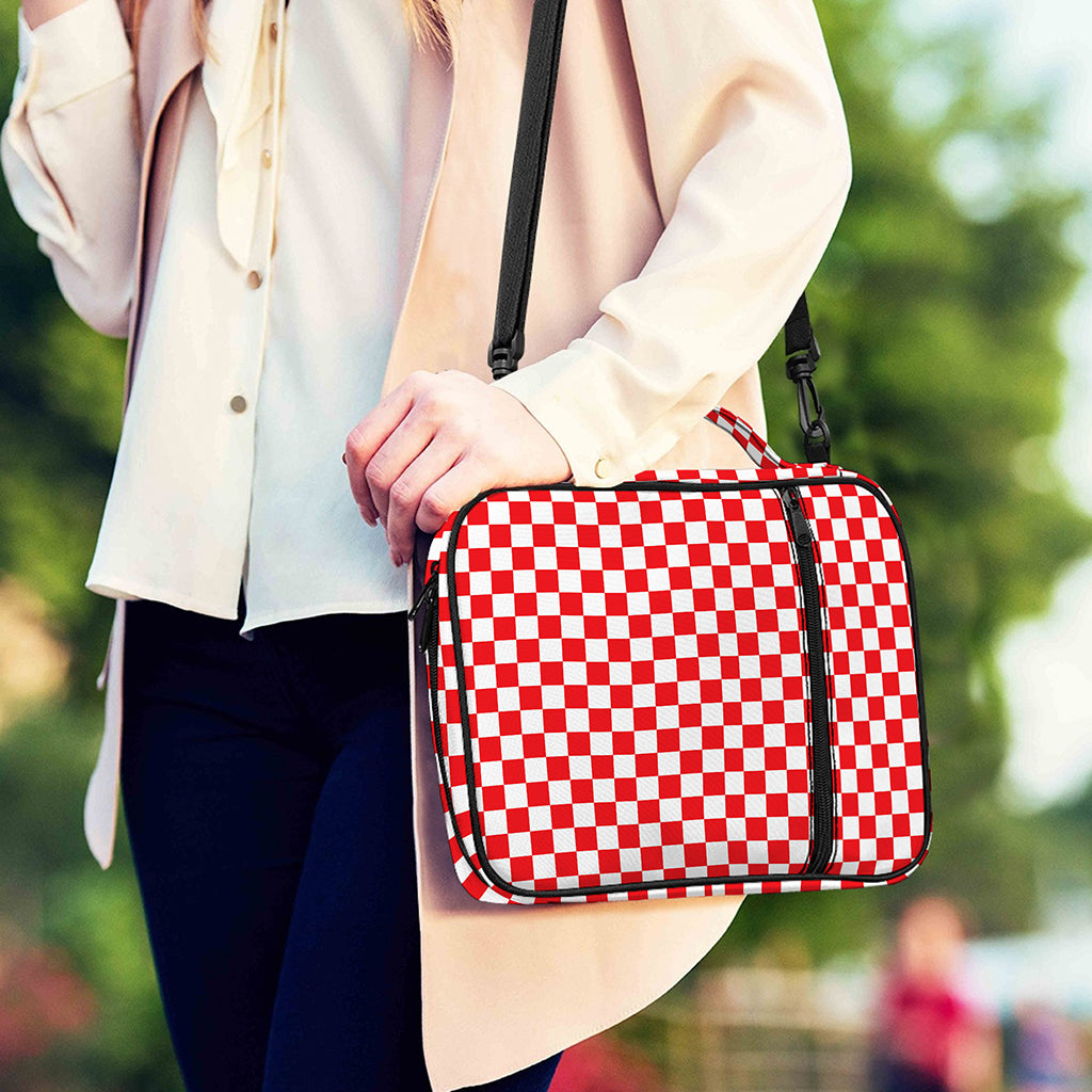 Red And White Checkered Pattern Print Shoulder Strap Bible Bag