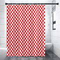 Red And White Checkered Pattern Print Shower Curtain