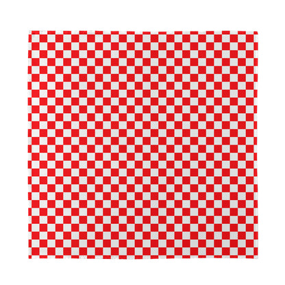 Red And White Checkered Pattern Print Silk Bandana