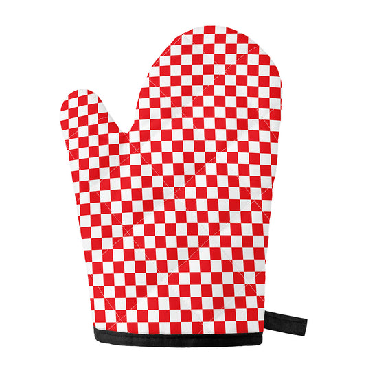 Red And White Checkered Pattern Print Single Oven Mitt