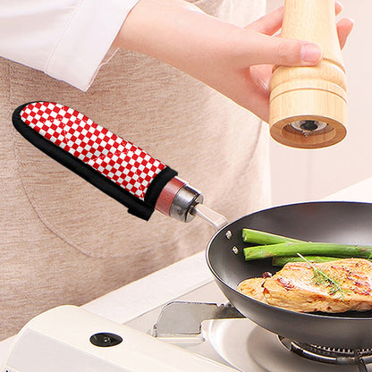 Red And White Checkered Pattern Print Skillet Handle Cover