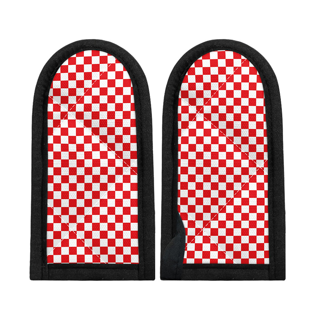 Red And White Checkered Pattern Print Skillet Handle Cover