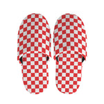 Red And White Checkered Pattern Print Slippers