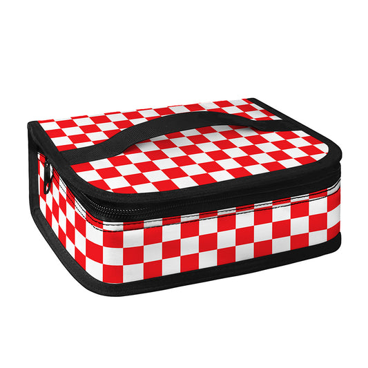 Red And White Checkered Pattern Print Small Lunch Bag