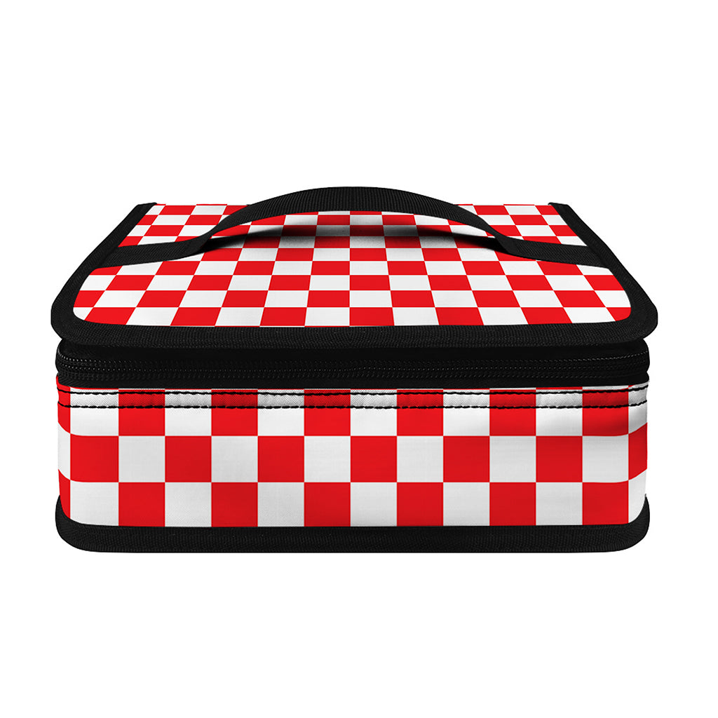 Red And White Checkered Pattern Print Small Lunch Bag