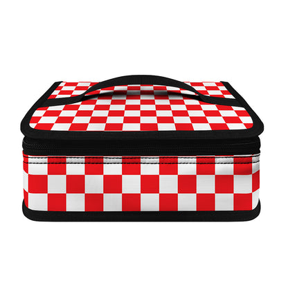 Red And White Checkered Pattern Print Small Lunch Bag