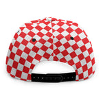 Red And White Checkered Pattern Print Snapback Cap