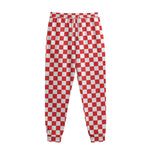 Red And White Checkered Pattern Print Sweatpants
