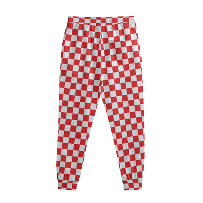 Red And White Checkered Pattern Print Sweatpants