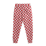 Red And White Checkered Pattern Print Sweatpants