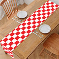 Red And White Checkered Pattern Print Table Runner
