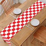 Red And White Checkered Pattern Print Table Runner