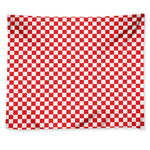 Red And White Checkered Pattern Print Tapestry