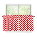 Red And White Checkered Pattern Print Tier Curtains