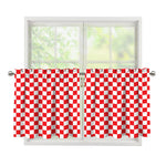 Red And White Checkered Pattern Print Tier Curtains