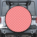 Red And White Checkered Pattern Print Tire Cover